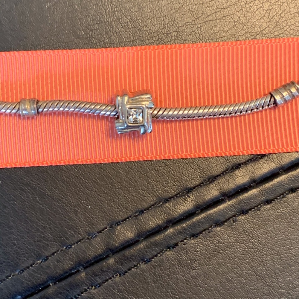 925 Sterling Charm w 2 Clear CZs - fits Pandora